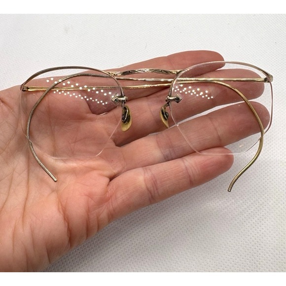 Vintage AO American Optical Rimless Eyeglass Frames 1/10 12K Gold Filled Cable - Picture 9 of 10
